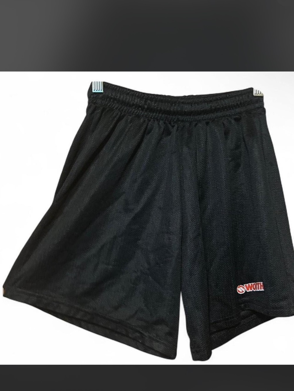 Worth Black Mesh Athletic Shorts with Red Logo